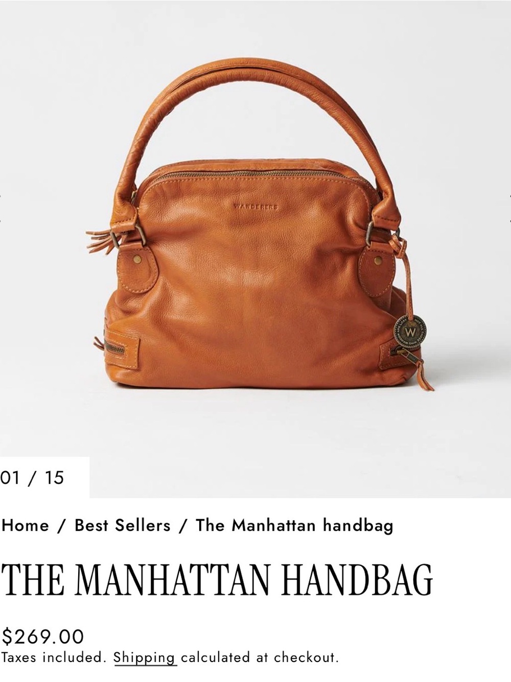 Wanderers Travel Co. Manhattan Tan Leather handbag - Picture 6 of 8